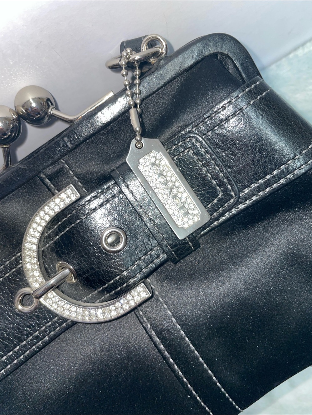 Vintage Coach ‘Madison’ Satin Mini Framed Satchel - Picture 9 of 14